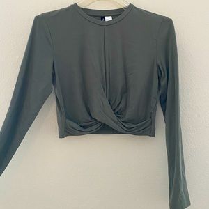 Olive green long sleeve crop top